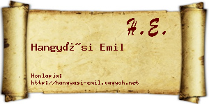 Hangyási Emil névjegykártya