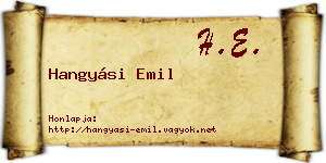 Hangyási Emil névjegykártya